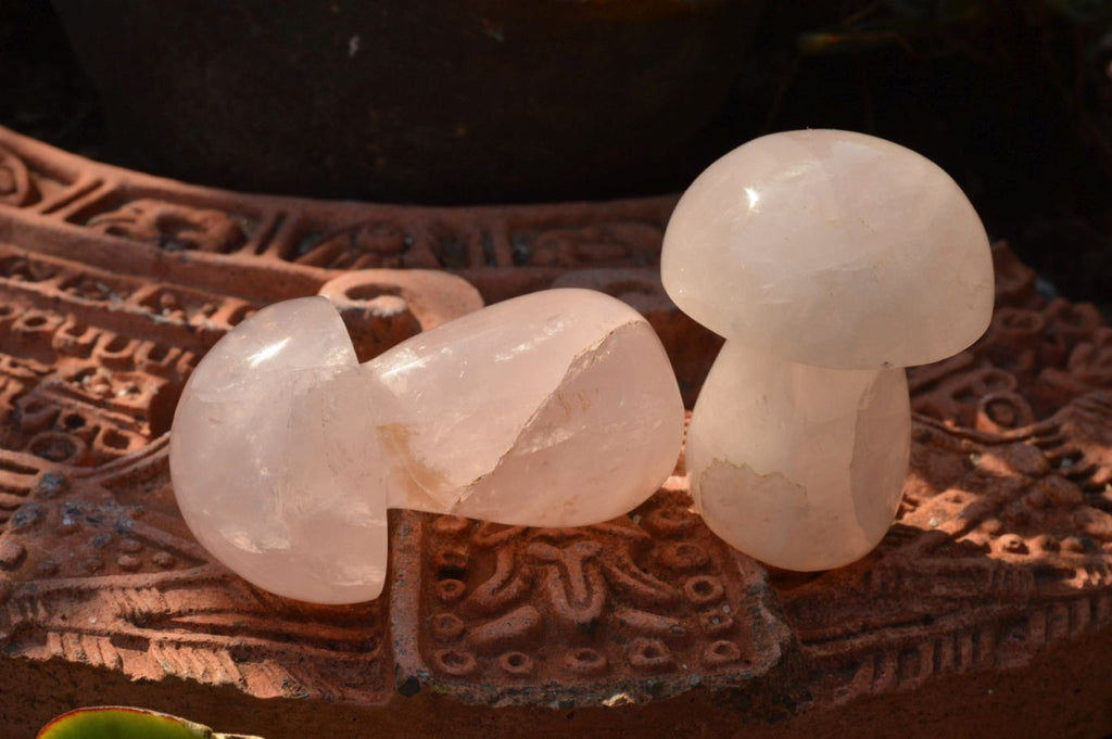 Polished Gemmy Pink Star Rose Quartz Mushrooms  x 6 From Ambatondrazaka, Madagascar - TopRock