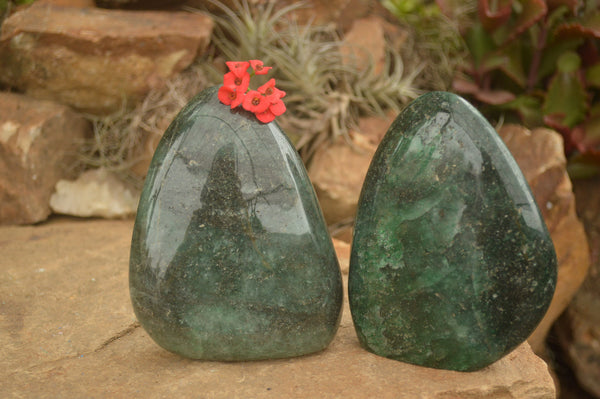 Polished Emerald Fuchsite Quartz Standing Free Forms  x 2 From Madagascar - TopRock