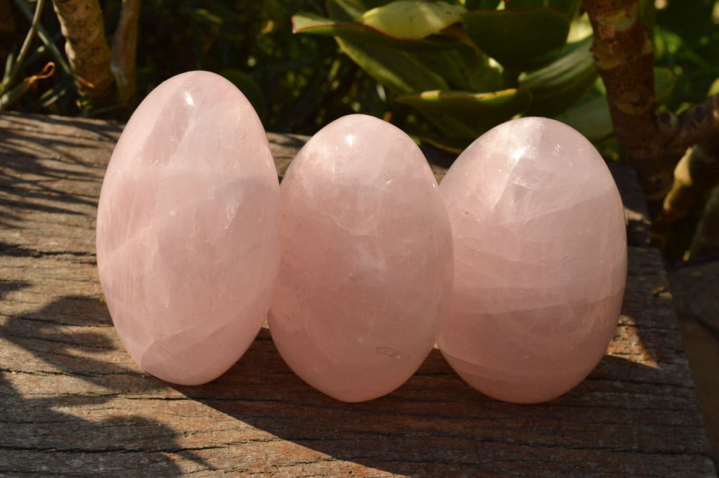 Polished Pink Rose Quartz Standing Free Forms  x 3 From Ambatondrazaka, Madagascar - TopRock