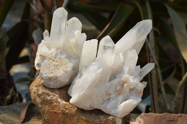 Natural White Quartz Clusters With Long Clear Crystals  x 3 From Mandrosonoro, Madagascar - TopRock