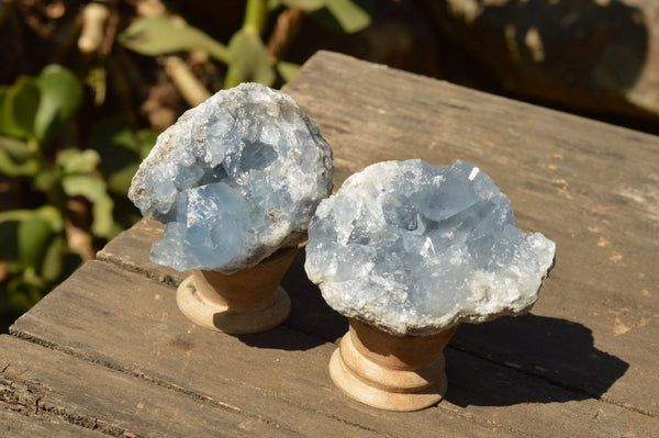 Natural Small Blue Celestite Specimens  x 6 From Sakoany, Madagascar - TopRock