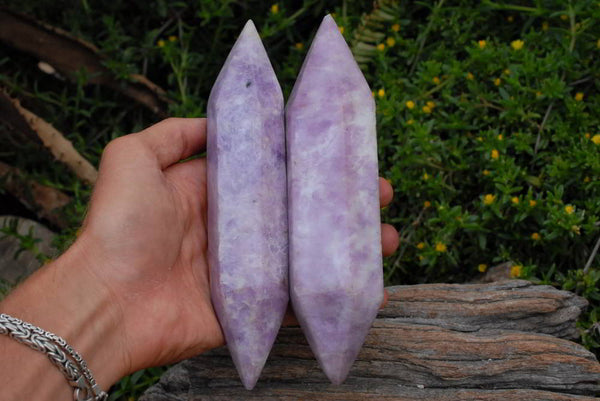 Polished Double Terminated Lilac Lepidolite Crystals x 3 From Madagascar - TopRock