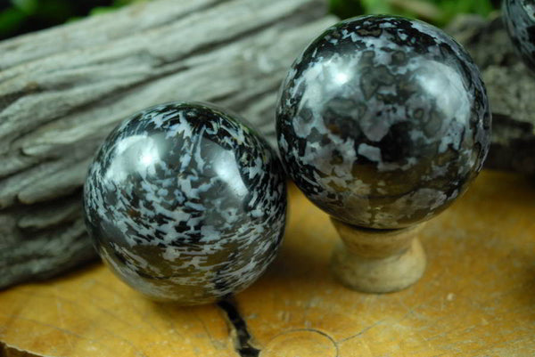 Polished Merlinite Gabbro Spheres x 4 From Ambatondrazaka, Madagascar - TopRock
