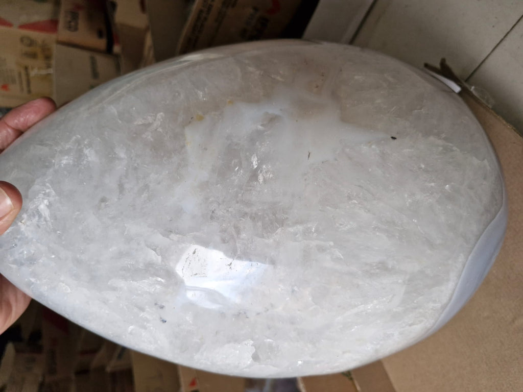 (+12 WEEKS!) Polished XXL Blue Agate Gemstone Egg x 1 From Maintirano, Madagascar