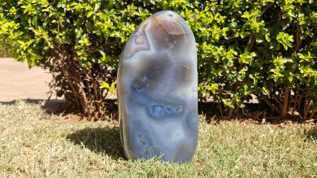(+12 WEEKS!) Polished XL Smokey Agate Standing Display Piece x 1 From Maintirano, Madagascar