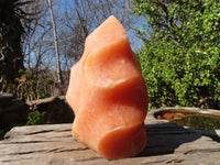 Polished Orange Twist Calcite Flame Sculpture  x 1 From Madagascar - Toprock Gemstones and Minerals 