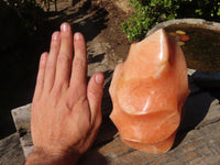Polished Orange Twist Calcite Flame Sculpture  x 1 From Madagascar - Toprock Gemstones and Minerals 