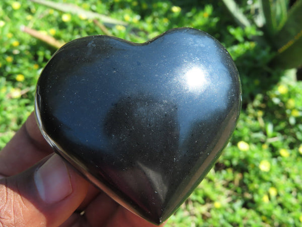 Polished NEW Black  Basalt Hearts x 12 From Madagascar - TopRock