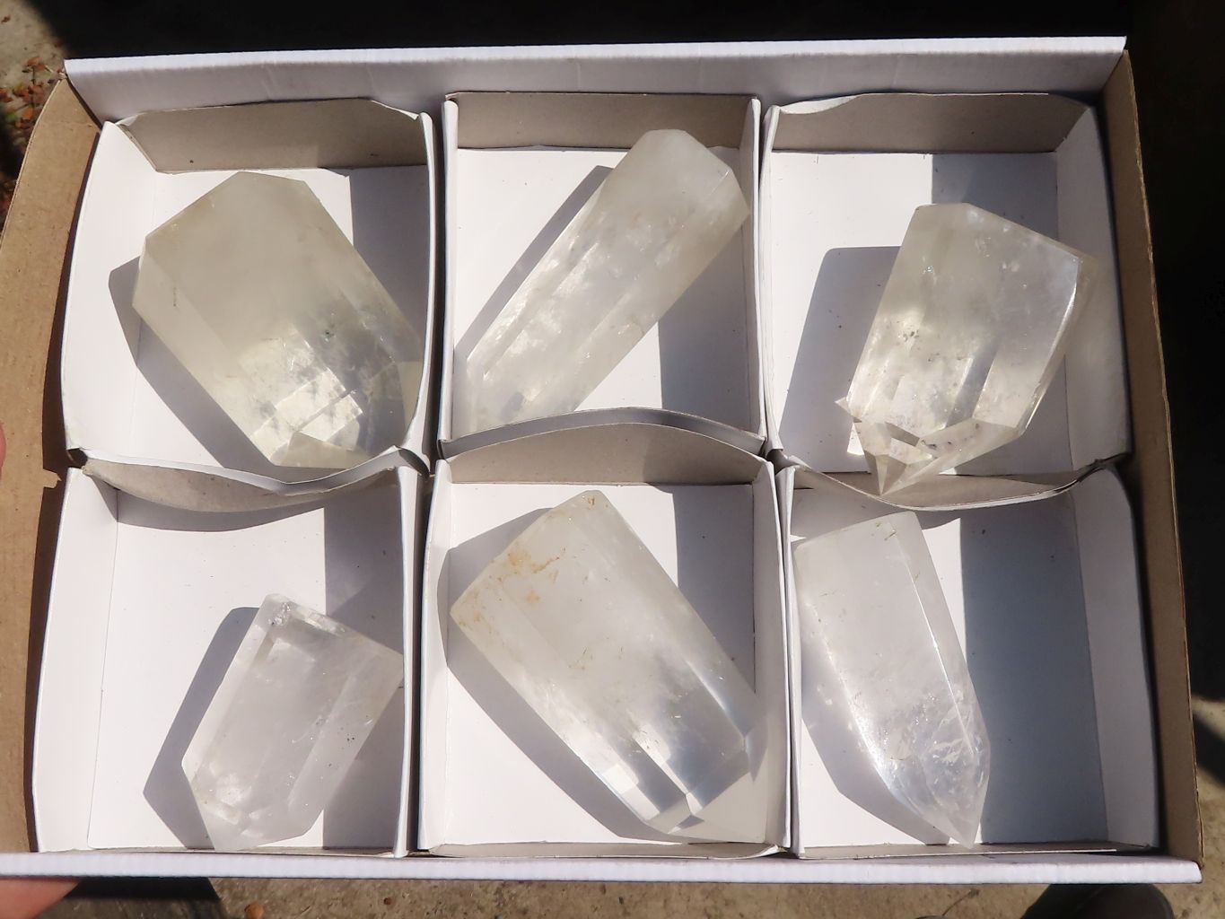 Polished Clear Quartz Crystal Points  x 6 From Madagascar - Toprock Gemstones and Minerals 