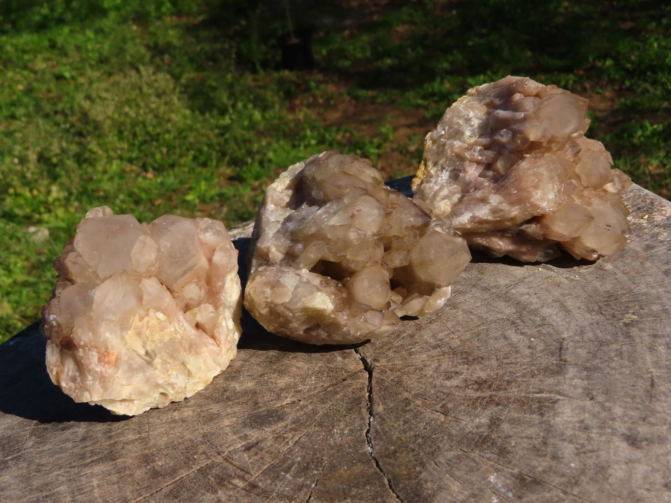 Natural Classic Cascading Smokey Phantom Quartz Clusters x 3 From Lwena, Congo - TopRock