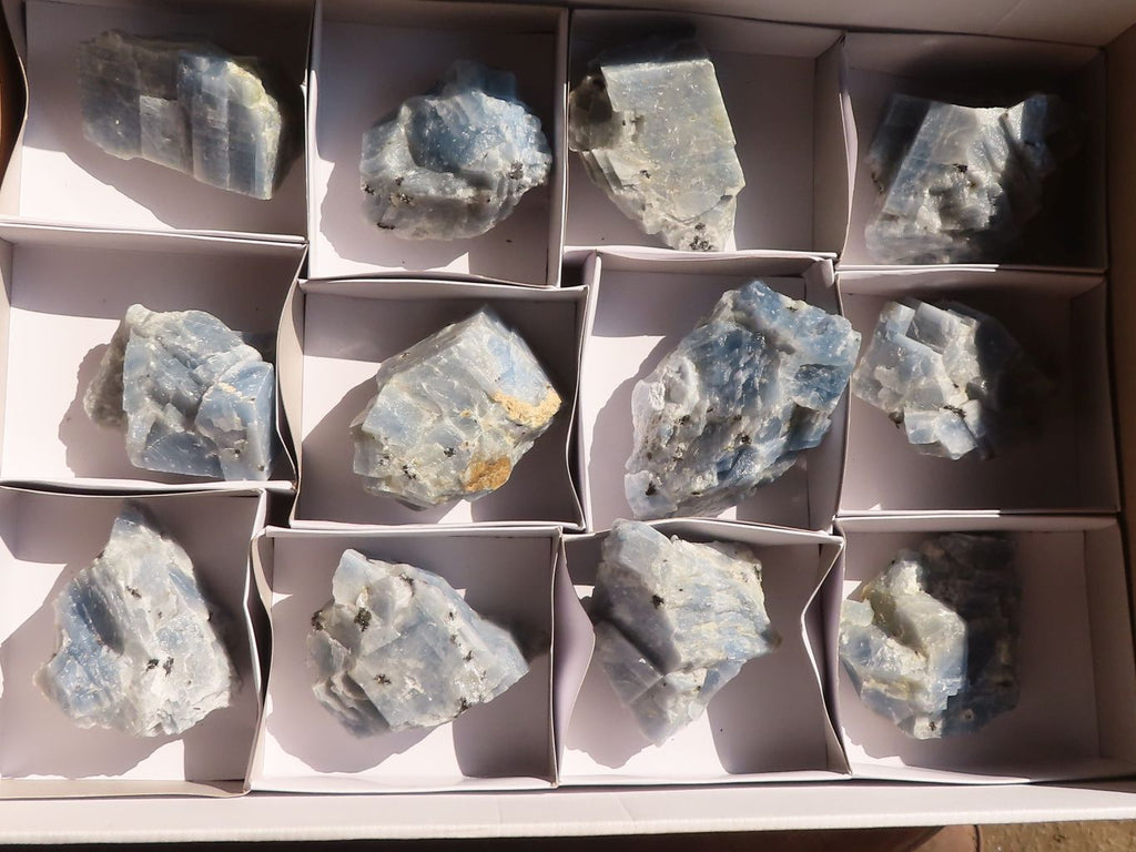 Natural New Sky Blue Calcite Specimens  x 12 From Spitzkop, Namibia - Toprock Gemstones and Minerals 