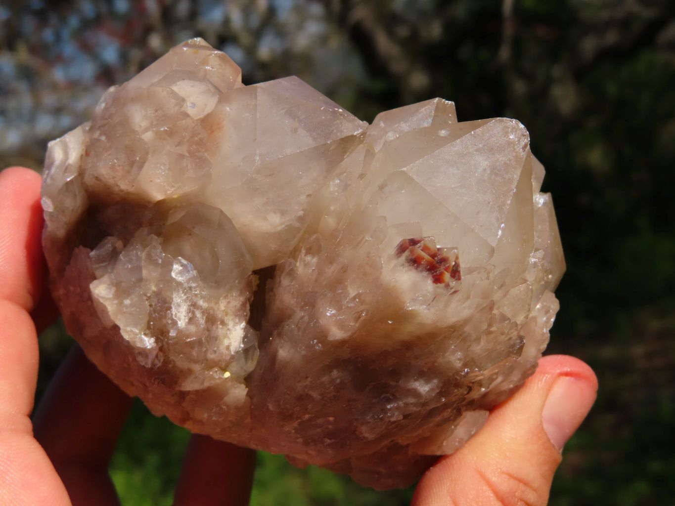 Natural Classic Cascading Smokey Phantom Quartz Clusters x 3 From Lwena, Congo - TopRock