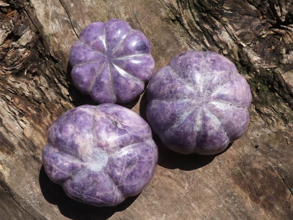 Polished Purple Lepidolite Pumpkin Carvings  x 3 From Zimbabwe - TopRock