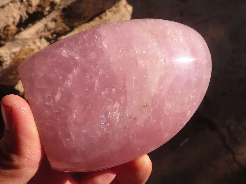 Polished Pink Rose Quartz Standing Free Forms  x 3 From Madagascar - Toprock Gemstones and Minerals 