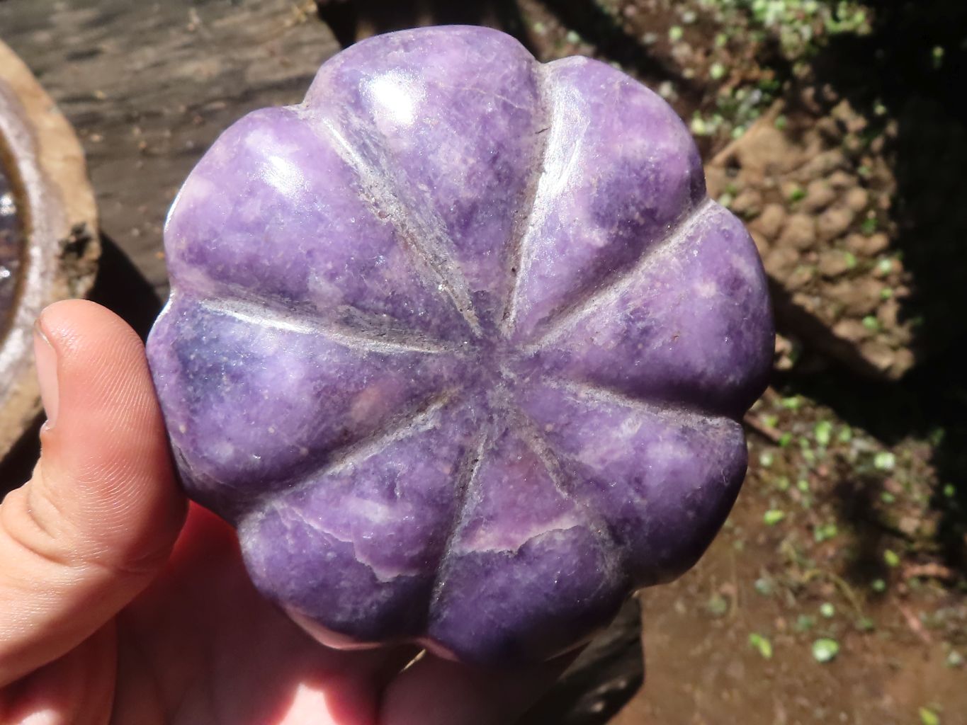 Polished Purple Lepidolite Pumpkin Carvings  x 3 From Zimbabwe - TopRock