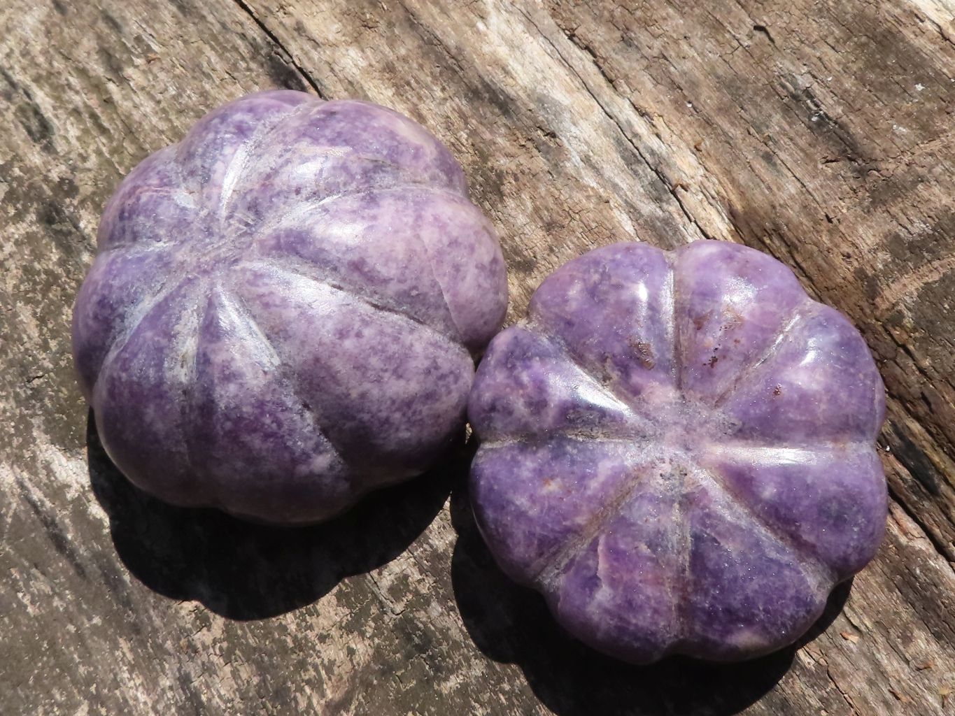 Polished Purple Lepidolite Pumpkin Carvings  x 3 From Zimbabwe - TopRock