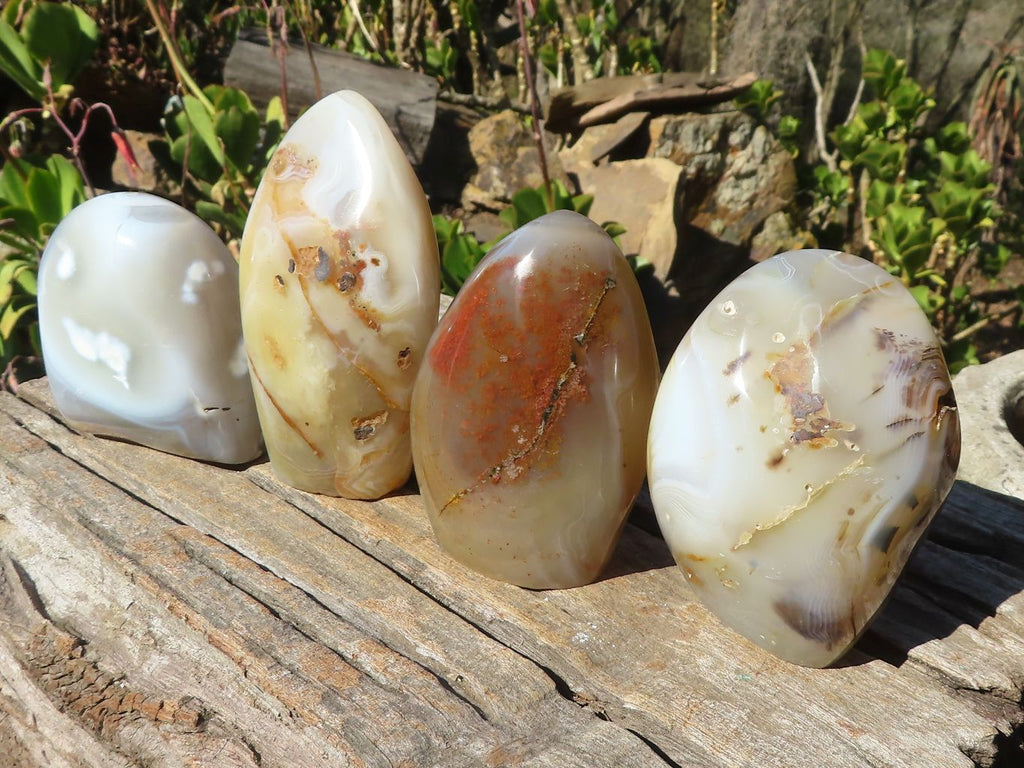 Polished Agate Standing Free Forms x 4 From Madagascar - Toprock Gemstones and Minerals 