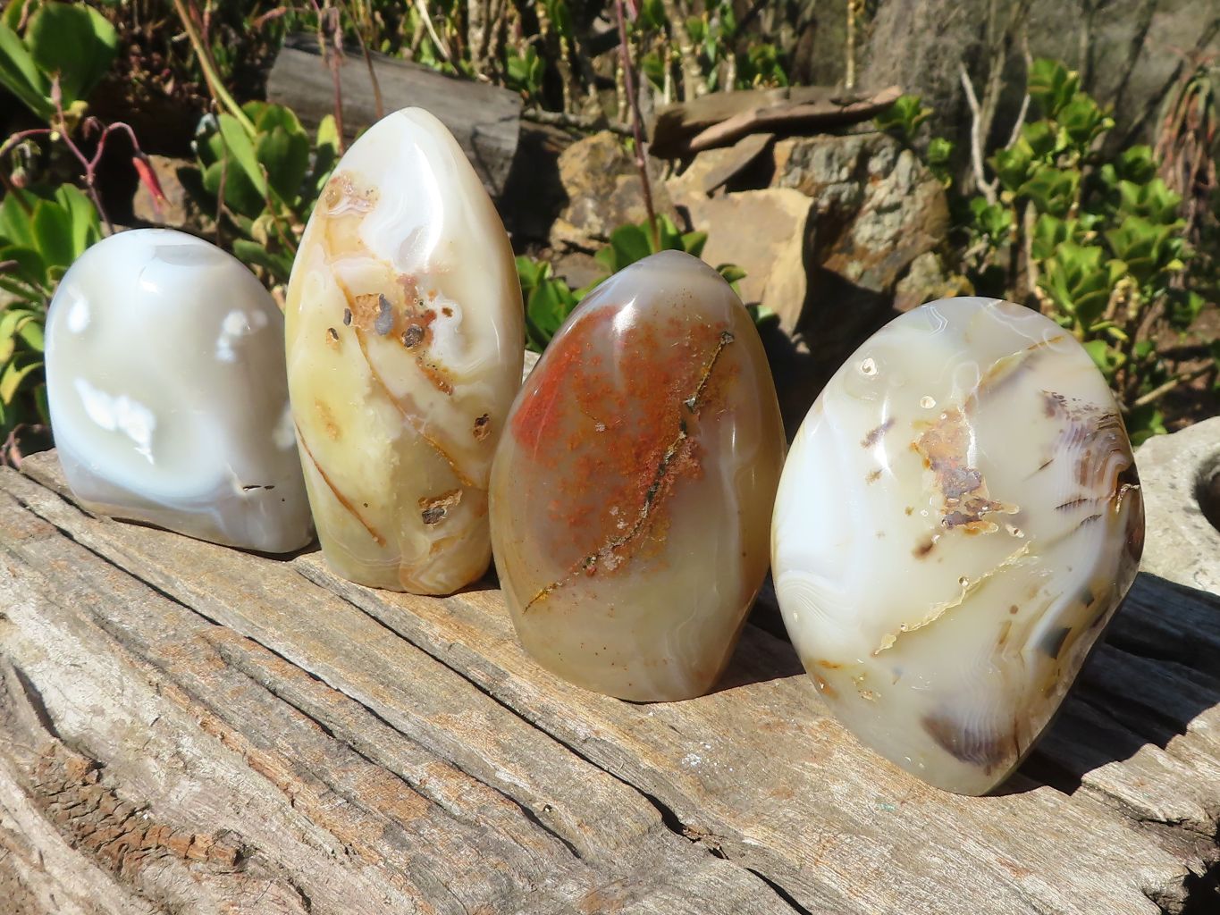 Polished Agate Standing Free Forms x 4 From Madagascar - Toprock Gemstones and Minerals 
