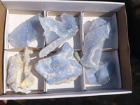 Natural Etched Blue Chalcedony Specimens  x 6 From Nsanje, Malawi - Toprock Gemstones and Minerals 