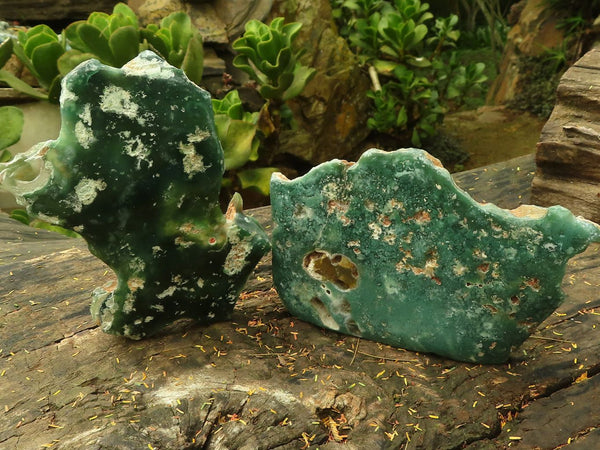 Polished Green Mtorolite / Emerald Chrome Chrysoprase Plates  x 2 From Zimbabwe - TopRock