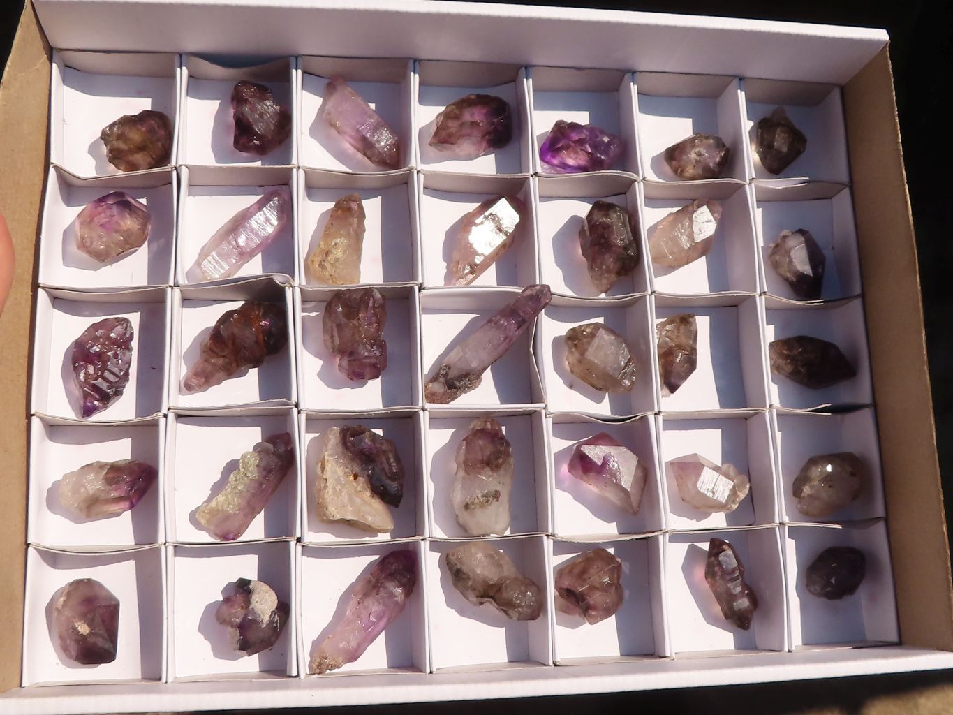 Natural Lovely Smokey Amethyst Window Quartz Crystals  x 35 From Chiredzi, Zimbabwe - Toprock Gemstones and Minerals 