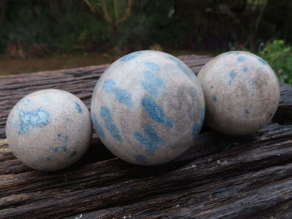 Polished Blue Spotted Spinel "Dalmatian Stone" Spheres x 6 From Madagascar - TopRock