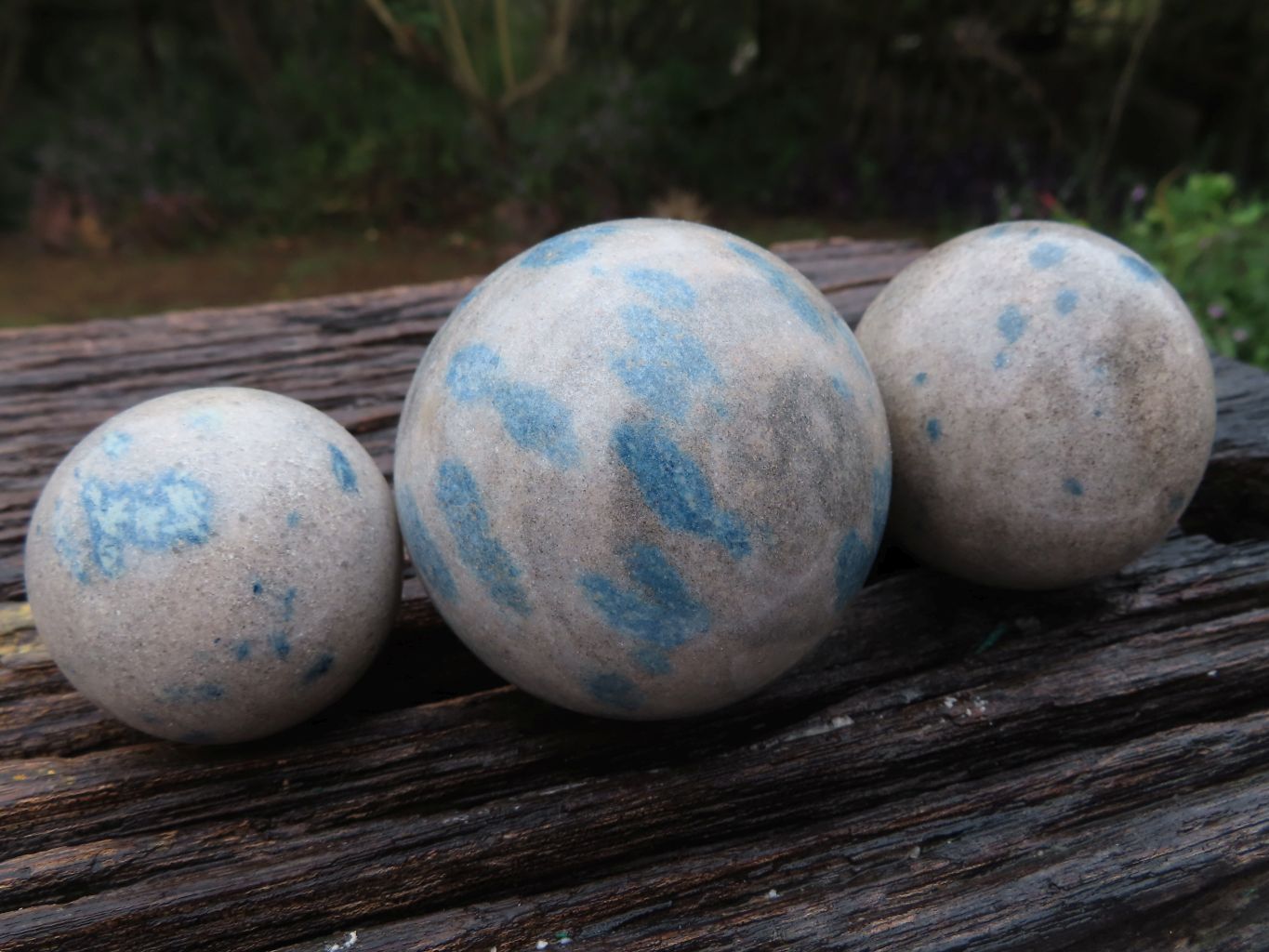 Polished Blue Spotted Spinel "Dalmatian Stone" Spheres x 6 From Madagascar - TopRock