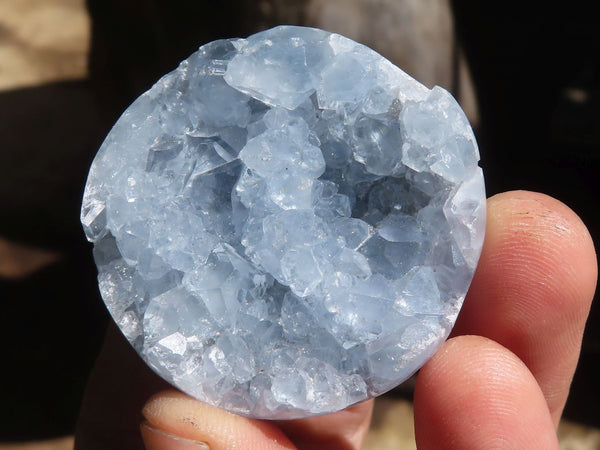 Polished Blue Celestite Crystal Centred Spheres  x 12 From Sakoany, Madagascar