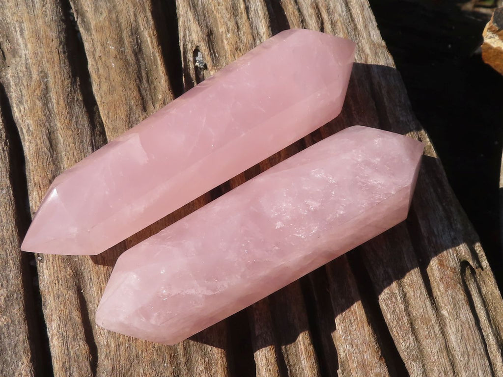 Polished Double Terminated Rose Quartz Points x 4 From Ambatondrazaka, Madagascar - Toprock Gemstones and Minerals 