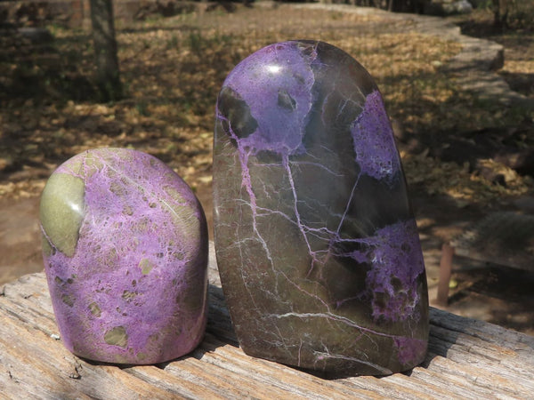 Polished Stunning Purple Stichtite Standing Free Forms  x 2 From Tshipies, South Africa - TopRock