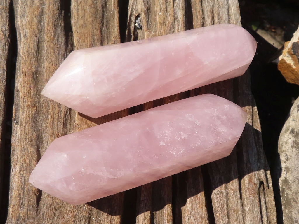 Polished Double Terminated Rose Quartz Points x 4 From Ambatondrazaka, Madagascar - Toprock Gemstones and Minerals 