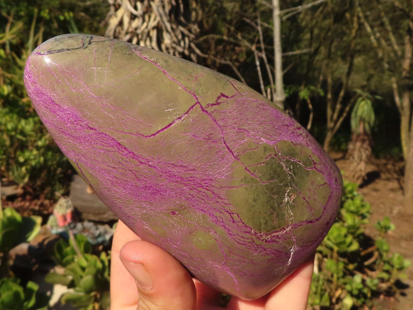 Polished Stichtite & Serpentine Standing Free Forms With Silky Purple Threads  x 2 From Barberton, South Africa - Toprock Gemstones and Minerals 