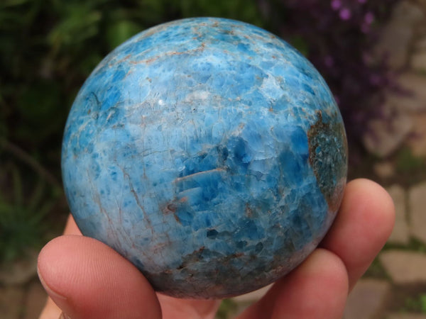 Polished Darker & Lighter Blue Apatite Spheres with Haematoid Veins  x 4 From Madagascar - TopRock