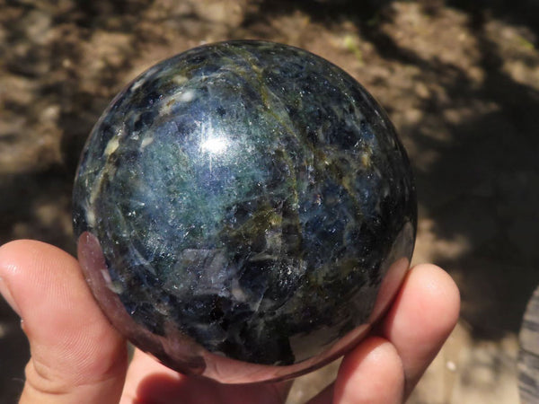 Polished Rare Iolite / Water Sapphire Spheres With Wooden Stands  x 4 From Madagascar - TopRock