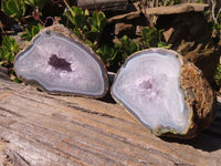 Polished Amethyst Agate Geodes x 2 From West Coast, Madagascar - Toprock Gemstones and Minerals 