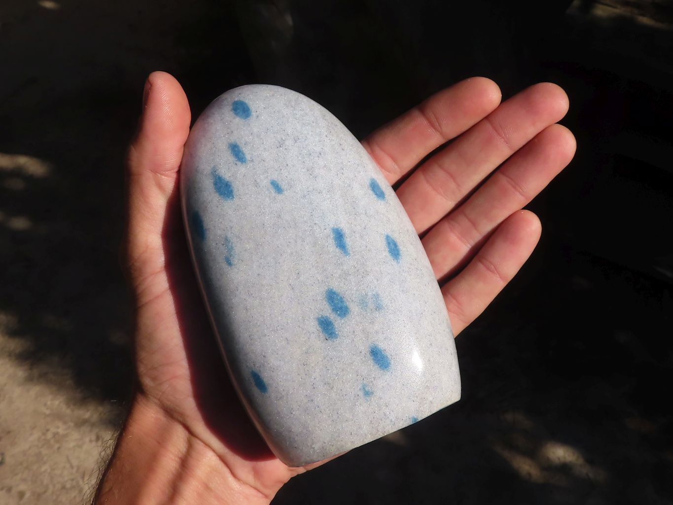 Polished Blue Spotted Spinel Quartz Standing Free Forms  x 2 From Madagascar - Toprock Gemstones and Minerals 