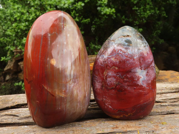 Polished Red Earthy Volcano Jasper Standing Free Forms  x 2 From Madagascar - TopRock