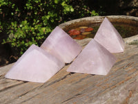 Polished Rose Quartz Pyramids x 4 From Antsirabe, Madagascar