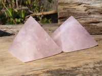 Polished Rose Quartz Pyramids x 4 From Antsirabe, Madagascar