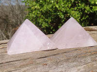 Polished Rose Quartz Pyramids x 4 From Antsirabe, Madagascar