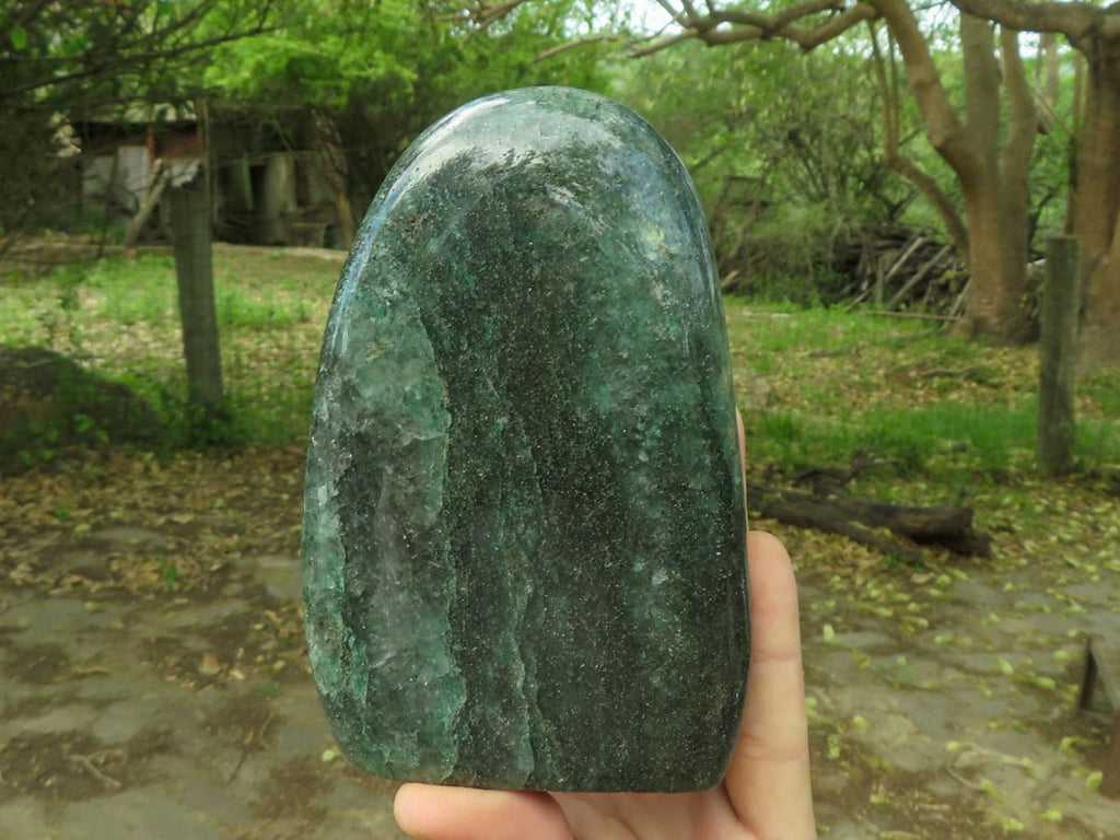 Polished Emerald Fuchsite Quartz Standing Free Forms x 2 From Andakatani, Madagascar - TopRock