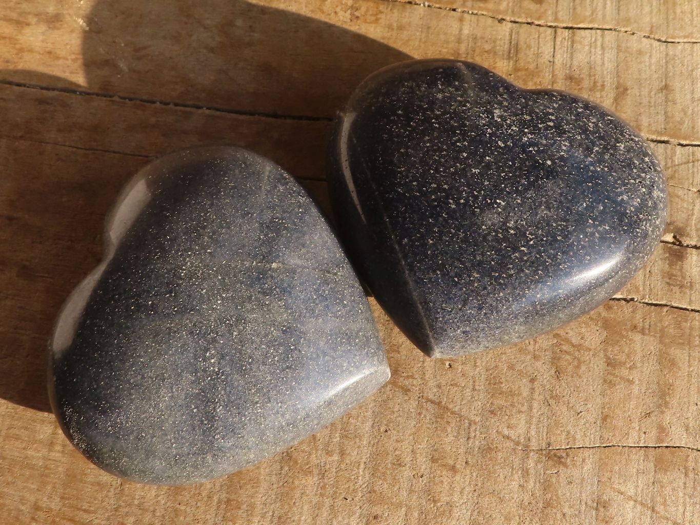 Polished Blue Lazulite Hearts  x 6 From Madagascar - Toprock Gemstones and Minerals 