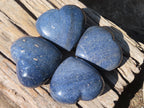 Polished Blue Lazulite Gemstone Hearts  x 4 From Madagascar - Toprock Gemstones and Minerals 