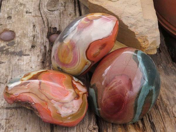 Polished One Side Polished Polychrome / Picasso Jasper Free Forms  x 6 From Madagascar - TopRock