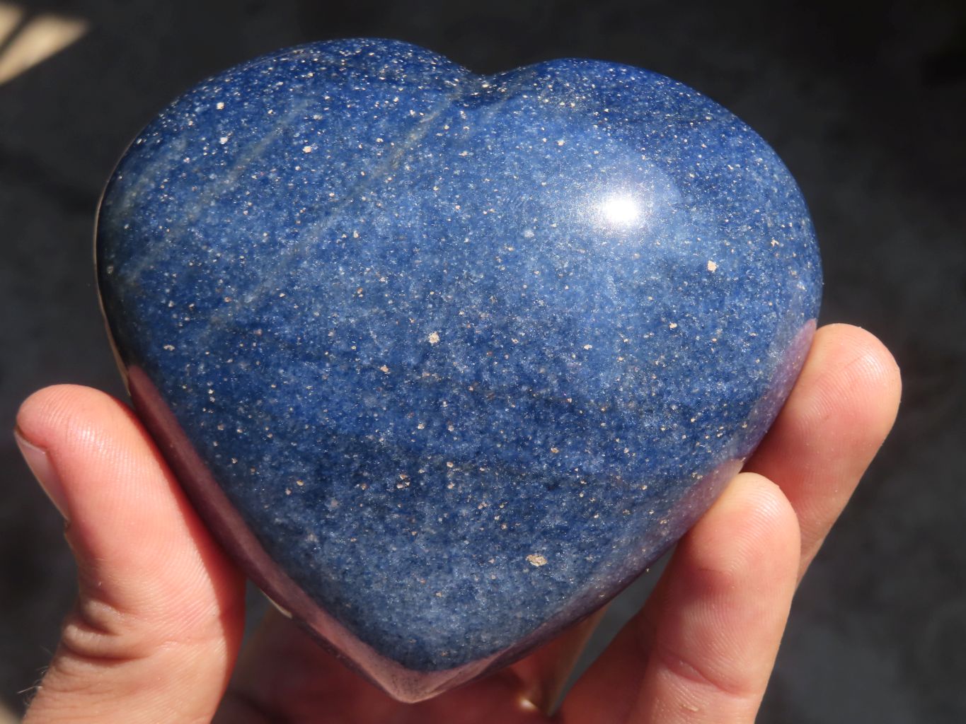 Polished Blue Lazulite Gemstone Hearts  x 4 From Madagascar - Toprock Gemstones and Minerals 