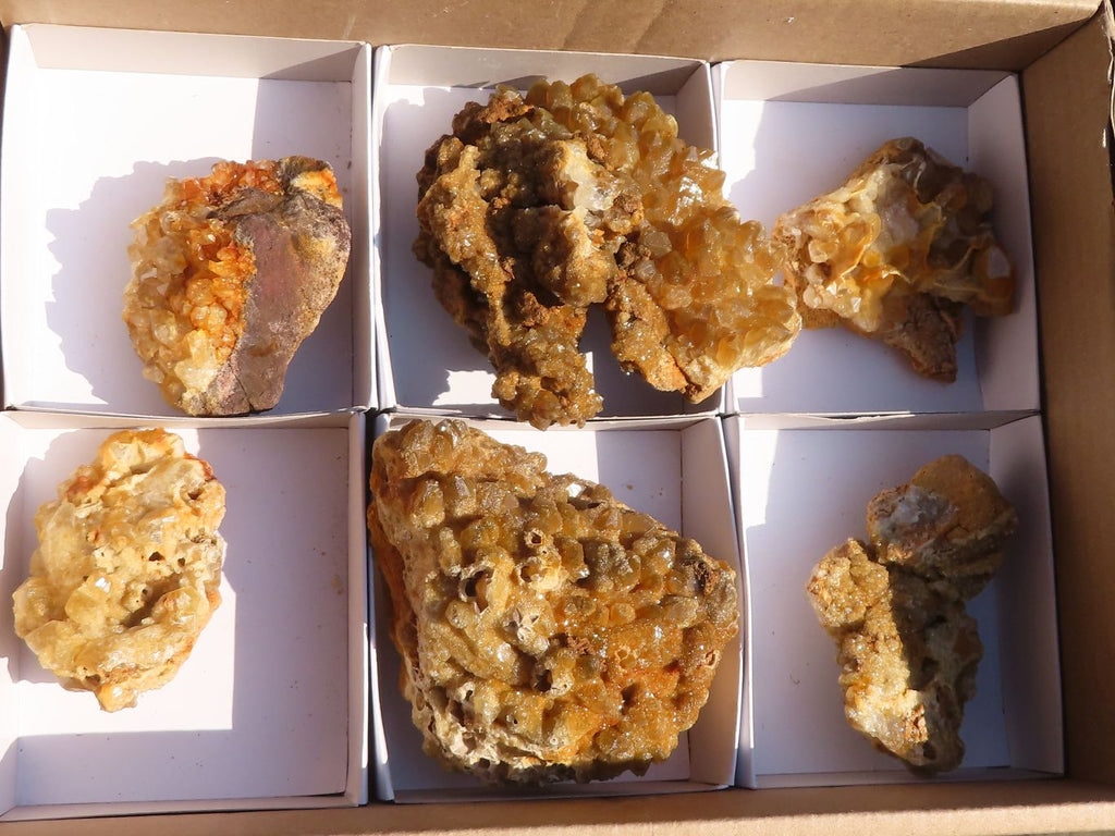 Natural Limonite Quartz Clusters x 6 From Solwezi, Zambia - Toprock Gemstones and Minerals 