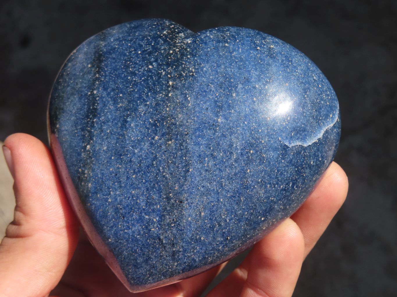 Polished Blue Lazulite Gemstone Hearts  x 4 From Madagascar - Toprock Gemstones and Minerals 