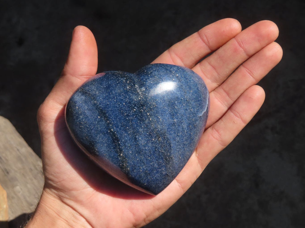 Polished Blue Lazulite Gemstone Hearts  x 4 From Madagascar - Toprock Gemstones and Minerals 
