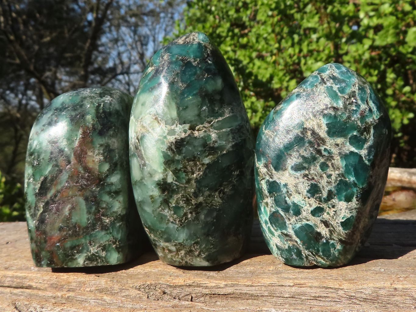 Polished Rare Emerald In Matrix Standing Free Forms  x 3 From Sandawana, Zimbabwe - Toprock Gemstones and Minerals 