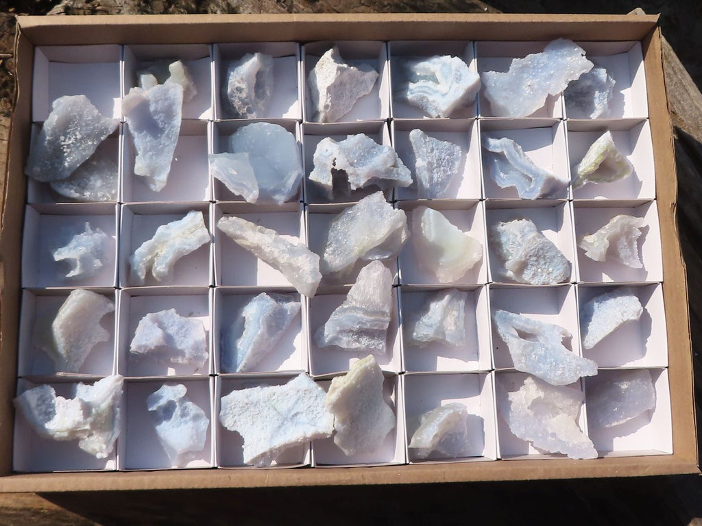 Natural Etched Blue Chalcedony Specimens  x 35 From Nsanje, Malawi - Toprock Gemstones and Minerals 